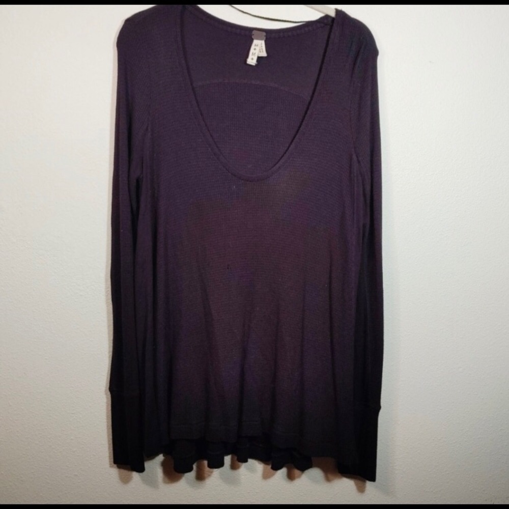 Free People Black Malibu Thermal Pullover Sweater